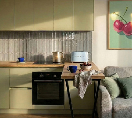 Продуманная кухня для студии за 300000 рублей: Уна для студии 24 кв. м. в ЖК «1 Донской»